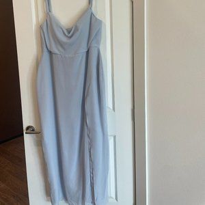 Jenny Yoo Jacqueline Bridesmaid Dress in Whisper Blue Size 20 UNALTERED